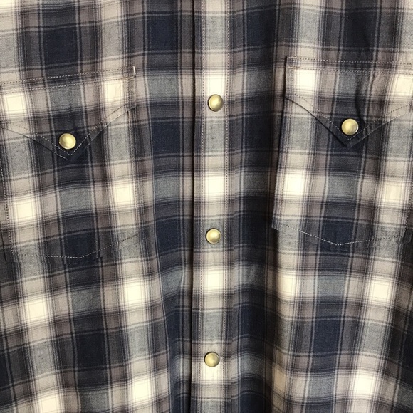 Lucky brand sportswear mens western snap button plaid long sleeve shirt size L - Picture 6 of 12